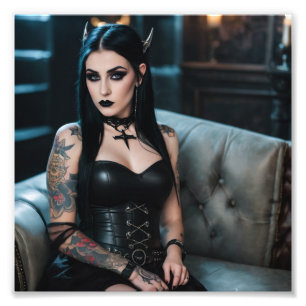 Schönes Goth Girl mit Thorns auf Head Fotodruck