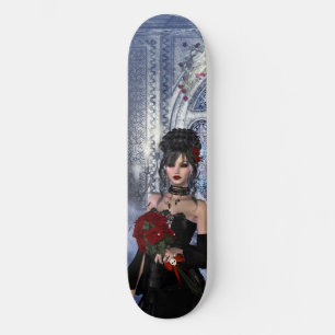 Schönes gotisches Mädchen, Rosen u. Kerzen Skateboard