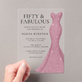 Schönes Gown 50 & Fabulous 50. Geburtstag Acryleinladungen (Insitu (Handheld))