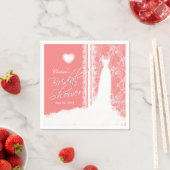 Schönes Gown-Brautparty auf Korallen Serviette (Beispiel)