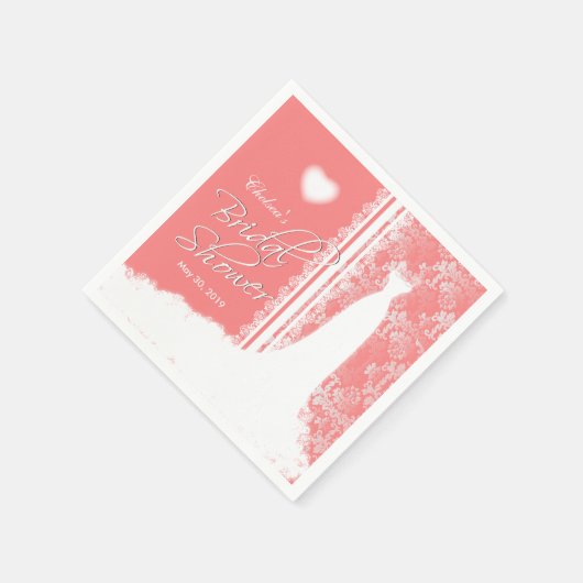 Schönes Gown-Brautparty auf Korallen Serviette (Ecke)