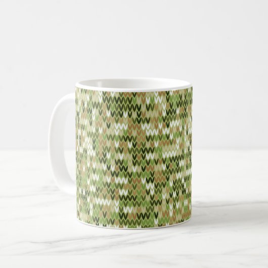 Schönes grandioses Strick in grüner Olivenfarbe Kaffeetasse (Vorderseite Links)