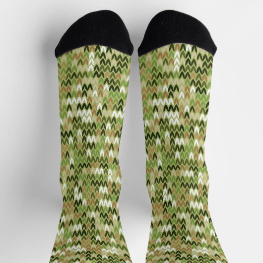 Schönes grandioses Strick in grüner Olivenfarbe Socken (Oben)