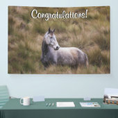 Schönes graues, farbiges Pferd fügt Text hinzu Banner (Messe)