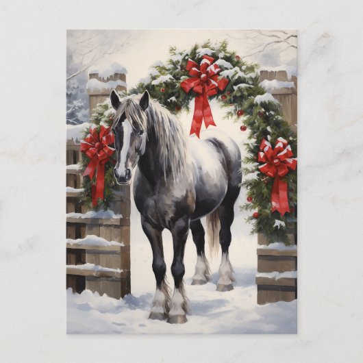 Schönes Graues Pferd mit Wintergarten Weihnachten (Vorderseite)