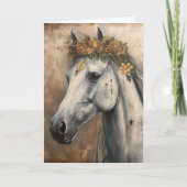 Schönes Graupferd in einem boho Kronen-jeden Anlaß Karte (Vorderseite)