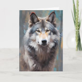 Schönes Gray Wild Wolf Oil Style Portrait Karte (Vorderseite)