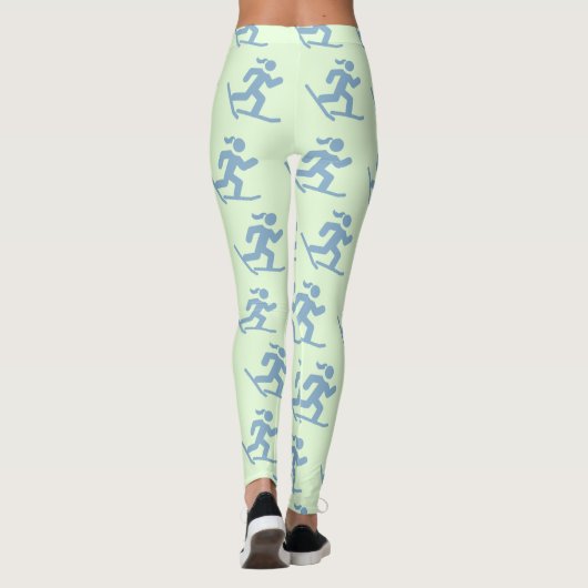Schönes Green Snowshow Running Pattern Leggings (Rückseite)