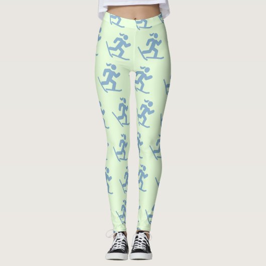 Schönes Green Snowshow Running Pattern Leggings (Vorderseite)