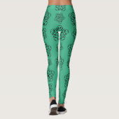 Schönes Green und Black Mandela Muster Leggings (Rückseite)