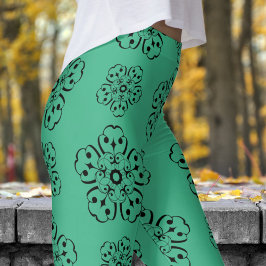 Schönes Green und Black Mandela Muster Leggings