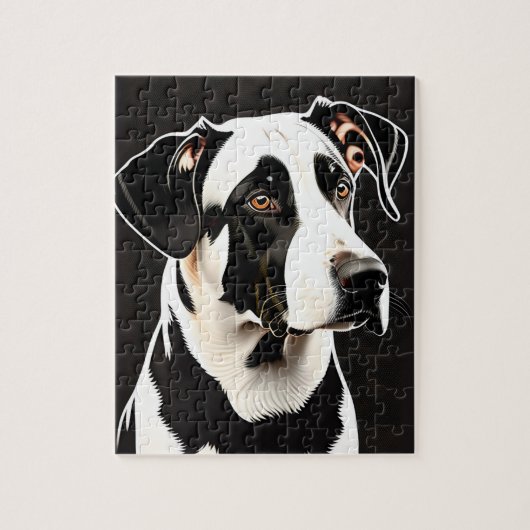 Schönes großes Schwarz-Weiß-Hundeportrait Puzzle (Vertikal)