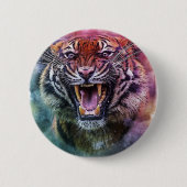 Schönes Growling Bengalisch Tiger Face Foto Button (Vorderseite)