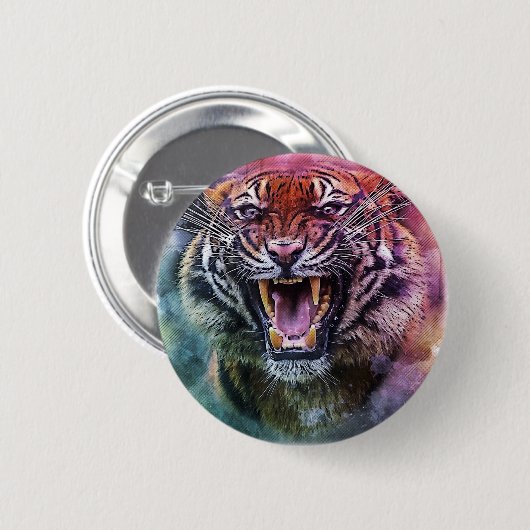 Schönes Growling Bengalisch Tiger Face Foto Button (Vorne & Hinten)