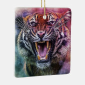 Schönes Growling Bengalisch Tiger Face Foto Keramikornament (Rechts)