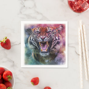 Schönes Growling Bengalisch Tiger Face Foto Serviette