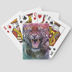 Schönes Growling Bengalisch Tiger Face Foto Spielkarten