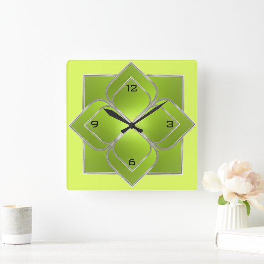 Schönes Grün Quadratische Wanduhr (Zuhause)