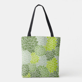 Schönes Grün und Gray Dahlia Floral Tasche