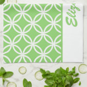 Schönes, grün-weiß kreisförmiges Muster Geschirrtuch (Gefaltet)