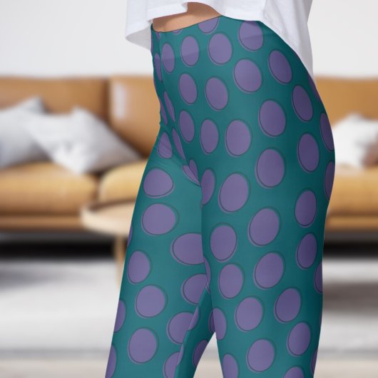 Schönes, grünes Aquamarines und rosa Polka Dot Pat Leggings