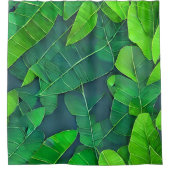 Schönes, grünes Blätter Muster Duschvorhang (Vorderseite)