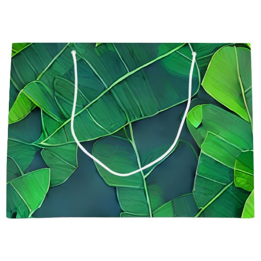 Schönes, grünes Blätter Muster Große Geschenktüte (Vorderseite)