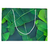 Schönes, grünes Blätter Muster Große Geschenktüte (Rückseite)