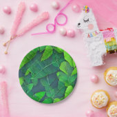 Schönes, grünes Blätter Muster Pappteller (Party)