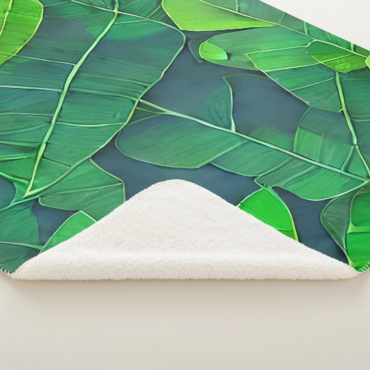 Schönes, grünes Blätter Muster Sherpadecke (3/4)