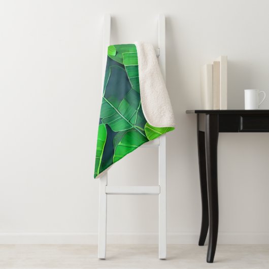 Schönes, grünes Blätter Muster Sherpadecke (Beispiel)