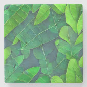 Schönes, grünes Blätter Muster Steinuntersetzer (Vorderseite)