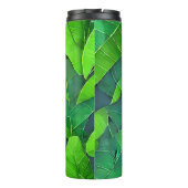 Schönes, grünes Blätter Muster Thermosbecher (Rückseite)
