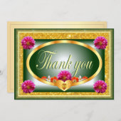 Schönes grünes Blumendesign danke Karte (Vorne/Hinten)