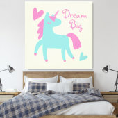 Schönes grünes Einhorn Girls Room Canvas Print Leinwanddruck (Insitu (Schlafzimmer))