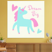 Schönes grünes Einhorn Girls Room Canvas Print Leinwanddruck (Insitu (Wohnzimmer))