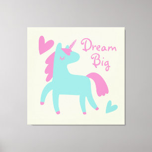 Schönes grünes Einhorn Girls Room Canvas Print Leinwanddruck