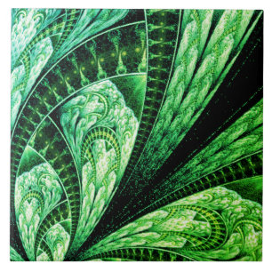 Schönes grünes Fraktal Design Digitale Kunst Fliese