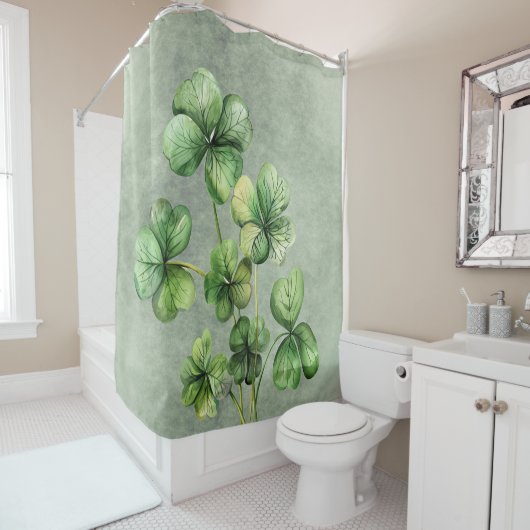 Schönes grünes Kleeblatt Duschvorhang (Beispiel)