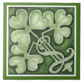 Schönes grünes Kleeblatt Irish Celtic Clovers Fliese (Vorderseite)