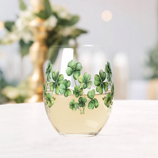 Schönes grünes Kleeblatt Weinglas Ohne Stiel (Insitu (Hochzeit))