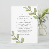 Schönes grünes Leaf Wasserfarbe Elegante Hochzeit Einladung (Stehend Vorderseite)