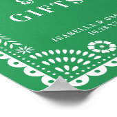 Schönes Grünes Papagei Picado Hochzeitszeichen Poster (Ecke)