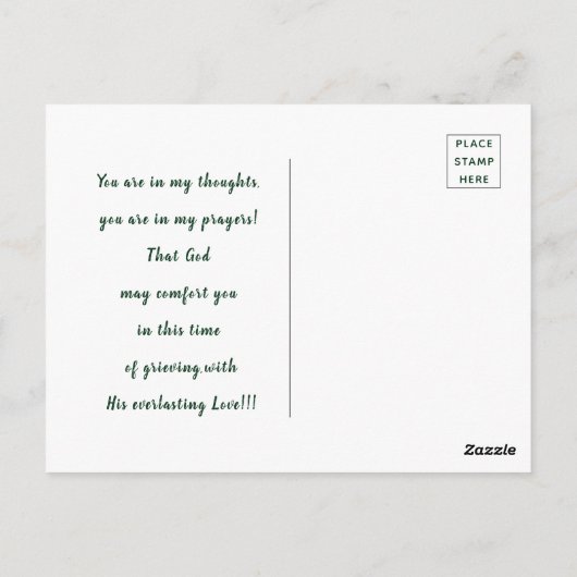 Schönes Grünes Tal mit weißer Blume Beileid Postkarte (Rückseite)