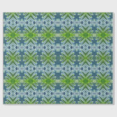 Schönes, grünes und blaues Farn-Mandala Geschenkpapier (Flach)