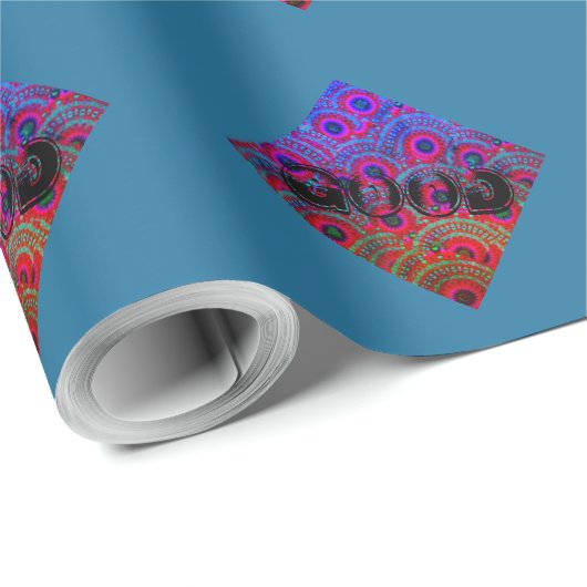 Schönes, GUTES BLAU LILA MANDALA Geschenkpapier (Rolleneckpunkt)