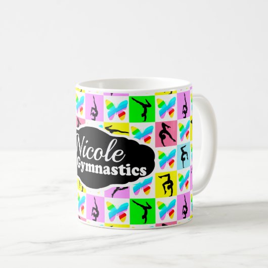 SCHÖNES GYMNASTICS-BUTTERFLY-DESIGN KAFFEETASSE (VorderseiteRechts)