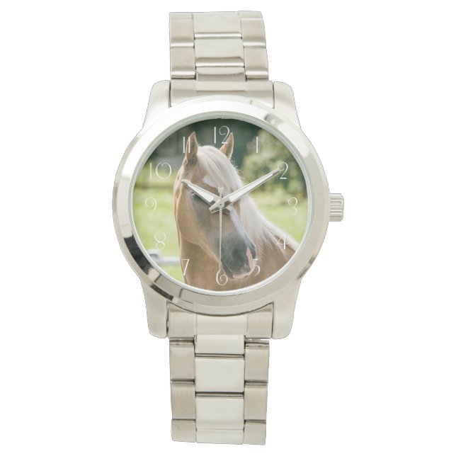Schönes Haflinger-Pferdeportrait Armbanduhr (Vorderseite)