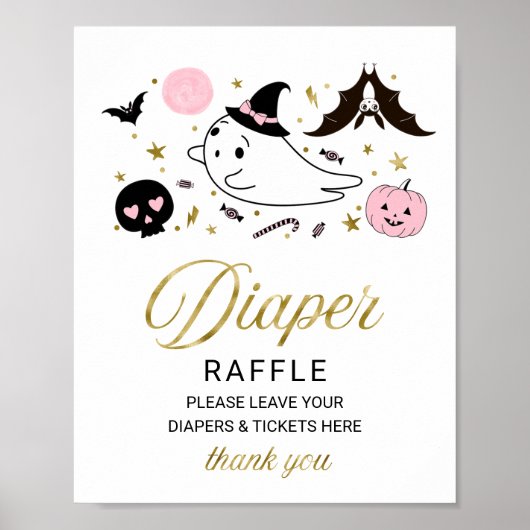 Schönes Halloween Baby Duschdusche Windeln Raffle Poster (Vorne)