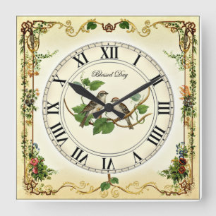 Schönes handgemachtes Kunst-Handwerk. Hochwertig, Quadratische Wanduhr